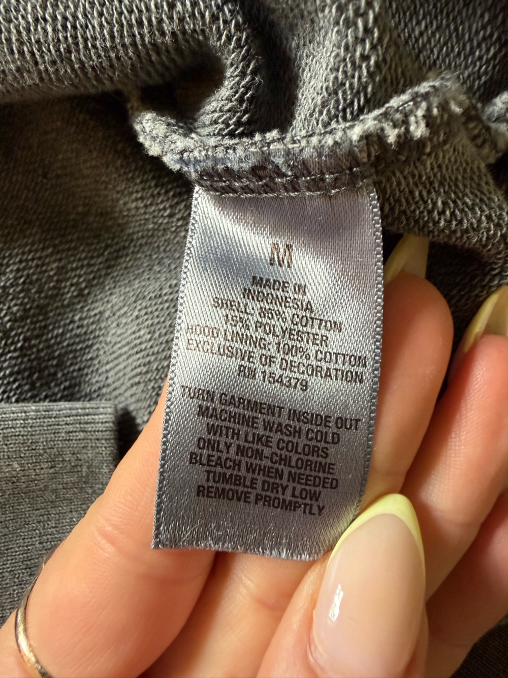 Men’s cotton blend Heavy Cotton Blend Aéropostale Washed Charcoal Hoodie size M - Picture 4 of 4